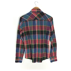Vivienne Westwood-Vivienne Westwood MAN Long-sleeved shirt / M / cotton / RED / red / check / asymmetry / deformation / orb / embroidery-Red