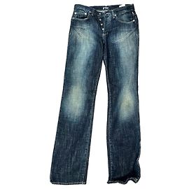 Calça jeans de denim Versace corte reto azul Azul