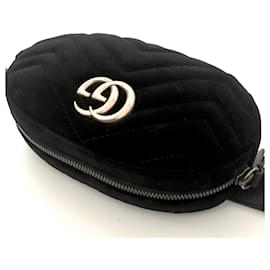 Gucci-Gucci Marmont Black Velvet Belt Bag-Black