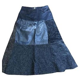 Christian Lacroix Patchwork Denim Flared Skirt Multiple colors