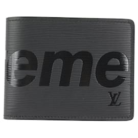 Louis Vuitton-LV x Supreme Black Epi Leather Noir Slender Men's Wallet-Other