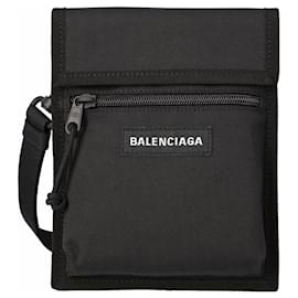 Balenciaga-Balenciaga Men's Explorer nylon crossbody bag in black-Black