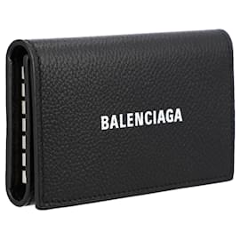 Balenciaga-Balenciaga Men's Cash key ring with contrasted logo-Black
