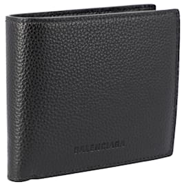 Balenciaga-Balenciaga Men's Essential square folded coin wallet in black-Black