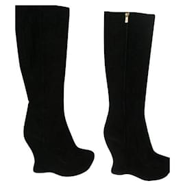 Yves Saint Laurent-NWT YSL Yves Saint Laurent Studio 75 Platform Black Boots Shoes 8 US 38 eu-Black