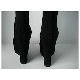 Yves Saint Laurent-Neu mit Etikett YSL Yves Saint Laurent Studio 75 Plattform-schwarze Stiefel-Schuhe 8 US 38 EU-Schwarz