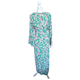 Robe longue fleurie en viscose Zara Multicolore