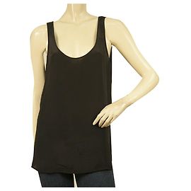 American Vintage Nero vintage americano 100% T-shirt smanicata canotta basic in seta tg S Nero