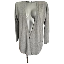 Des Petits Hauts Kaschmir-Cardigan 100% Perlgrau Grau