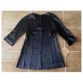 Autre Marque-CFOC black satin silk tunic or mini dress - T. 1- New-Black