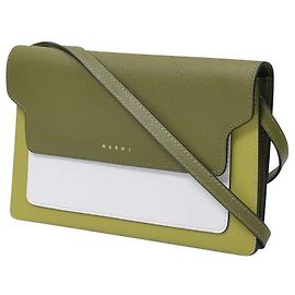 Marni 3 Comp Pouch in Green Leather Green