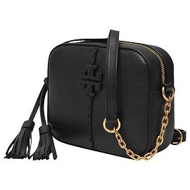 Tory Burch McGraw Camera Bag in Black Leather Black