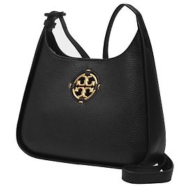 Tory Burch Miller Small Hobo Bag in Black Leather Black