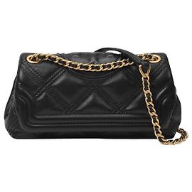 Tory Burch Mini Flemming Soft Bag in Black Leather Black