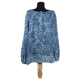 Halston Heritage H by Halston Blouse Top Blue Blue