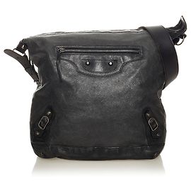 Borsa a tracolla in pelle nera per motocross di Balenciaga Nero