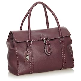 Fendi-Sac à main en cuir Fendi Selleria Linda rouge-Rouge,Bordeaux