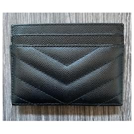 Saint Laurent-tarjetero con monograma-Negro