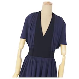 Balenciaga-BALENCIAGA PARIS Rayon jersey dress dress ladies made in France navy / black size 34 (S equivalent)-Black,Navy blue