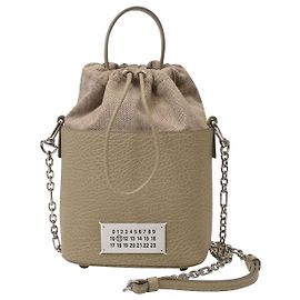 Maison Martin Margiela 5Borsa Secchiello Ac in Pelle Beige Carne