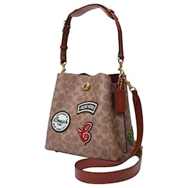 Coach-Willow Bucket Bag in Brown Canvas and Patches-Brown