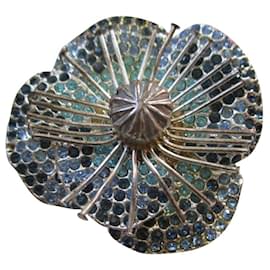 Marc Jacobs-Broche de flor de cristal Swarovski.-Azul