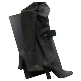 Autre Marque NWT Halston Over The Knee Grey Suede Boots 38 Grey
