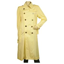 Burberry-Burberry Light Yellow Polyamide Raincoat Mac Trench Jacket Co à la taille US8, UK10-Jaune