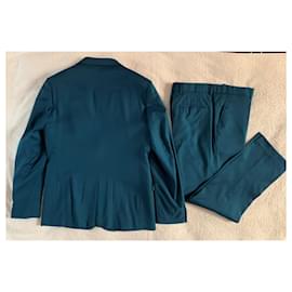 Roberto Cavalli-Petrol green wool tailored suit-Green