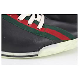 Gucci-men's 12.5 US 157499 Black Web Stripe Script Sneaker Cursive-Other