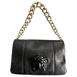Bolsa Versace Palazzo em python preto Preto