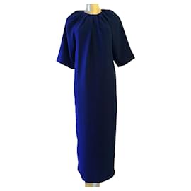 Maison Martin Margiela-Vestido Maison Margiela Cady com decote franzido-Azul