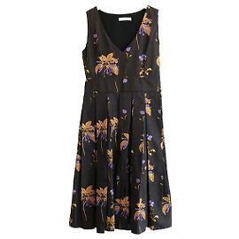 Prada Resort 2008 Robe de bal en soie à fleurs Noir