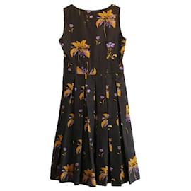 Prada-Prada Resort 2008 Floral Silk Prom Dress-Black