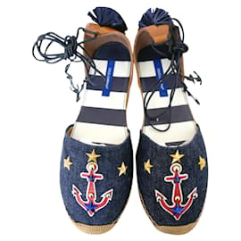 Dolce & Gabbana-Dolce & Gabbana SS17 Anchor Trimmed Espadrilles-Navy blue