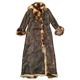 Pellessimo-casaco de pele longo-Marrom