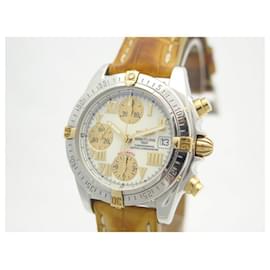 Breitling-BREITLING COCKPIT B WATCH13357 AUTOMATIC CHRONOGRAPH 37 MM GOLD STEEL WATCH-Silvery