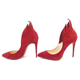 Christian Louboutin-NEW CHRISTIAN LOUBOUTIN VICTORINA PUMPS SHOES 37 RED SUEDE SHOES-Red