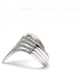 Messika-BAGUE MESSIKA QUEEN V T53 OR BLANC & DIAMANTS 0.86 CT ECRIN DIAMONDS RING-Argenté
