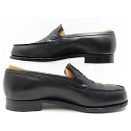 JM Weston-JM WESTON LOAFERS 180 7.5D 41.5 BLACK LEATHER STAINLESS STEEL SHOES-Black