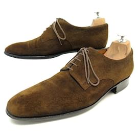 JM Weston-JM WESTON SAVILE SHOES 575 BROWN SUEDE DERBY 8.5C 42.5 END SHOES-Brown