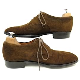 JM Weston-JM WESTON SAVILE SHOES 575 BROWN SUEDE DERBY 8.5C 42.5 END SHOES-Brown