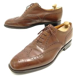 JM Weston-SHOES MANUFACTURE JM WESTON RICHELIEU 375 9E 43 LARGE LEATHER SHOES-Brown