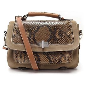 SAC A MAIN BARBARA BUI SCHOOL OUT BANDOULIERE EN DAIM ET PYTHON MARRON Marron