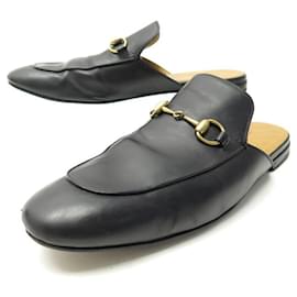 Gucci-GUCCI MULES PRINCETOWN SHOES 426219 11 IT 46 FR BLACK LEATHER BOX SHOES-Black