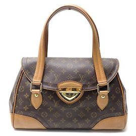 SAC A MAIN LOUIS VUITTON BEVERLY GM SR0190 CUIR & TOILE MONOGRAM HAND BAG Marron