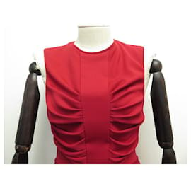 Christian Dior-CHRISTIAN DIOR M SLEEVELESS COCKTAIL DRESS 38 RED WOOL DRESS-Red