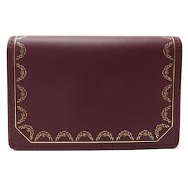 Cartier-NEW CARTIER GARLAND CARD HOLDER IN BORDEAUX LEATHER + CARD HOLDER BOX-Dark red