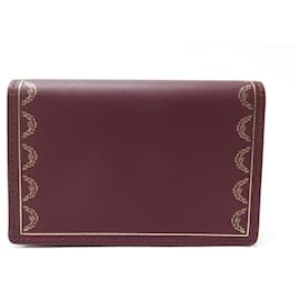 Cartier-NEW CARTIER GARLAND CARD HOLDER IN BORDEAUX LEATHER + CARD HOLDER BOX-Dark red