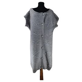 Day Birger & Mikkelsen Lange Strickjacke Grau Mohair Wolle Grau